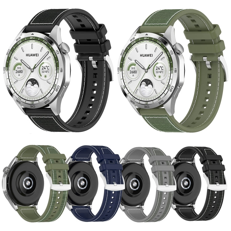 22mm Hybrid Nylon Braid Silicone Watch Band(Black) - 22mm Bands by PMC TechLife | Online Shopping South Africa | PMC TechLife