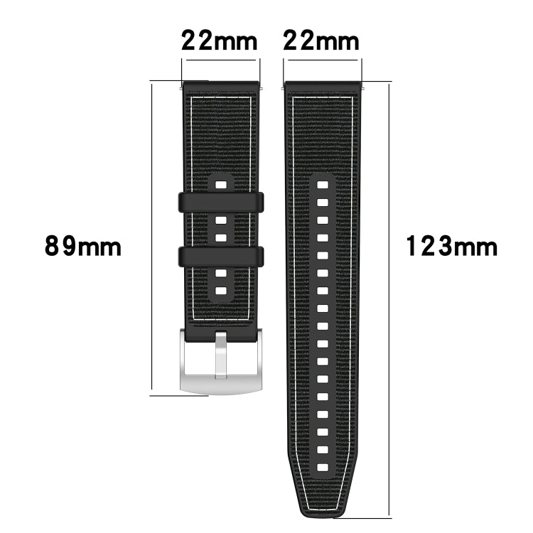 22mm Hybrid Nylon Braid Silicone Watch Band(Midnight Blue)