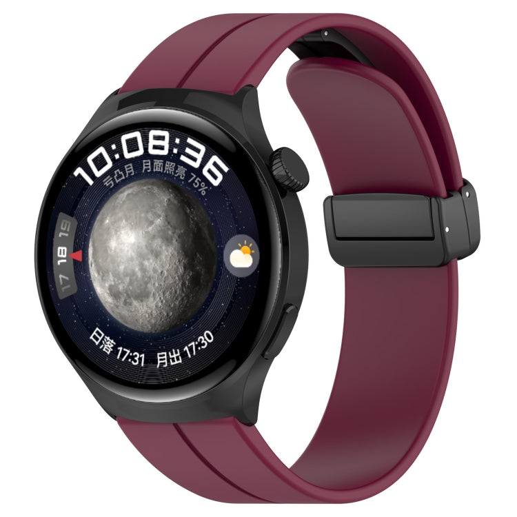 18mm Groove Folding Black Buckle Silicone Watch Band(Wine Red) - 18mm Bands by PMC TechLife | Online Shopping South Africa | PMC TechLife | Buy Now Pay Later Mobicred