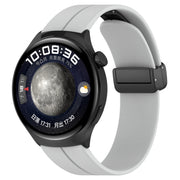 18mm Groove Folding Black Buckle Silicone Watch Band(Light Grey)