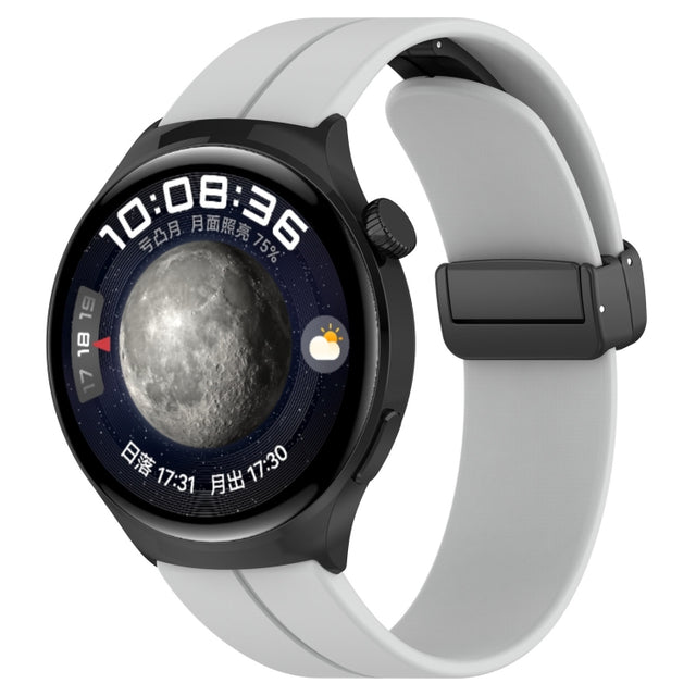 18mm Groove Folding Black Buckle Silicone Watch Band(Light Grey)