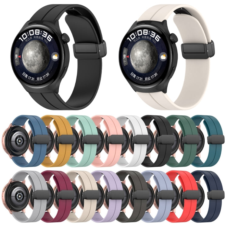 18mm Groove Folding Black Buckle Silicone Watch Band(Wine Red)