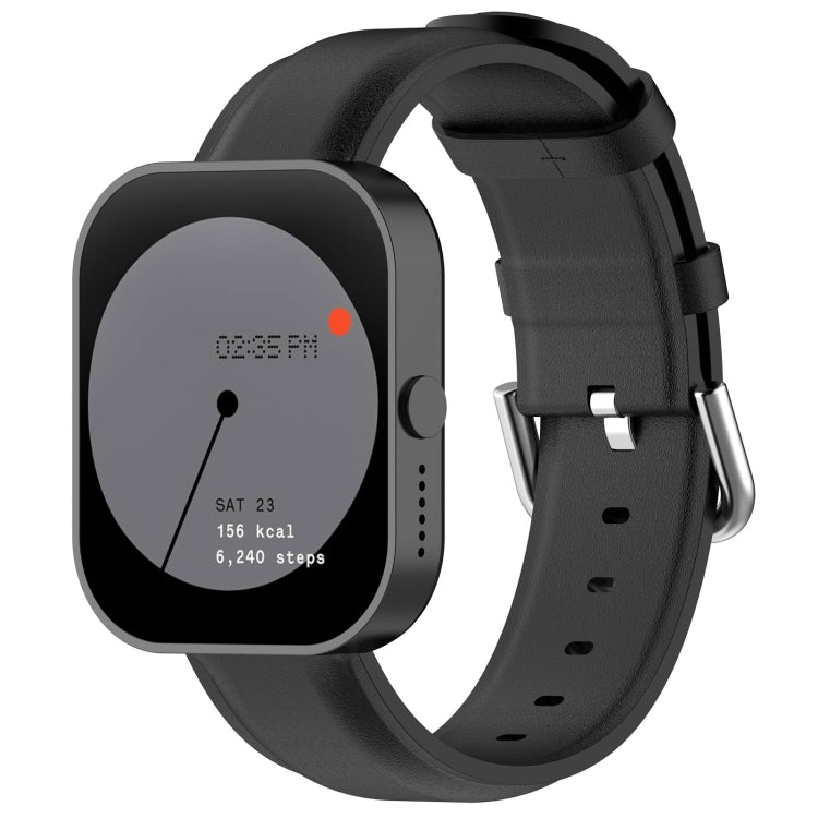 For CMF Watch Pro D395 22mm Round Tail Genuine Leather Watch Band(Black) - Watch Bands by PMC TechLife | Online Shopping South Africa | PMC TechLife