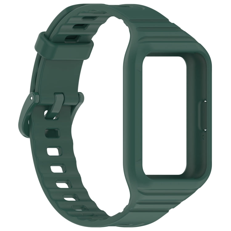For Samsung Galaxy Fit 3 Solid Color Integrated TPU Watch Band(Dark Green) - Watch Bands by PMC TechLife | Online Shopping South Africa | PMC TechLife