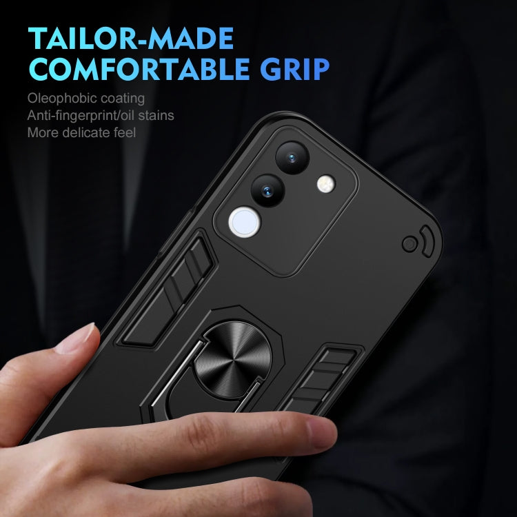 For vivo V29e 5G Shockproof Metal Ring Holder Phone Case(Black) - free shipping - PMC TechLife - Order now!