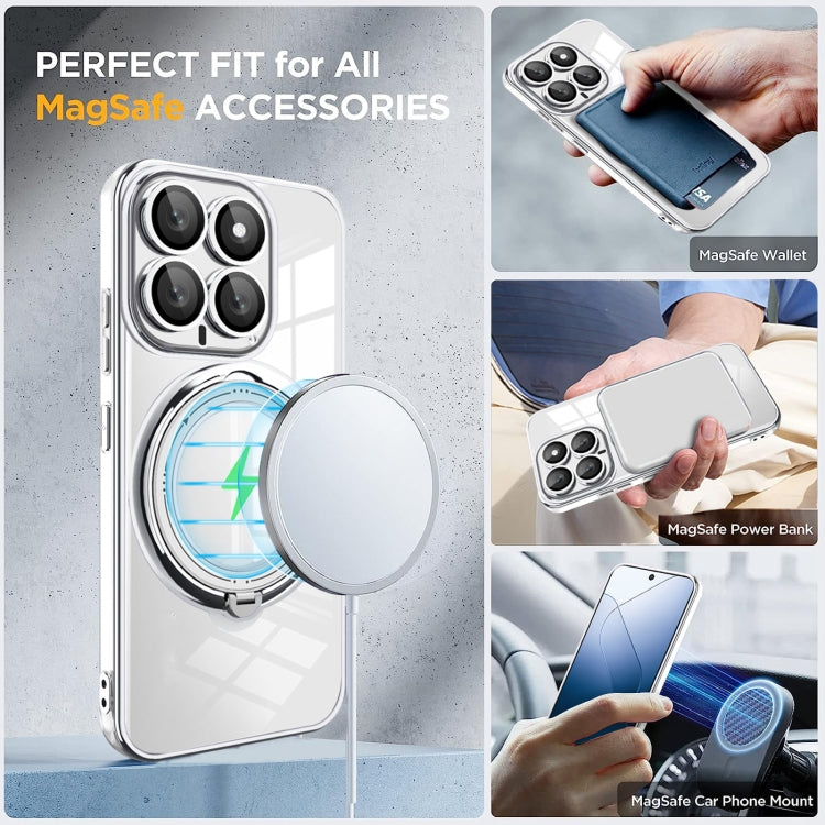 For Xiaomi 14 Electroplating MagSafe 360 Degree Rotation Holder Shockproof Phone Case(Black) - 14 Cases by PMC TechLife | Online Shopping South Africa | PMC TechLife