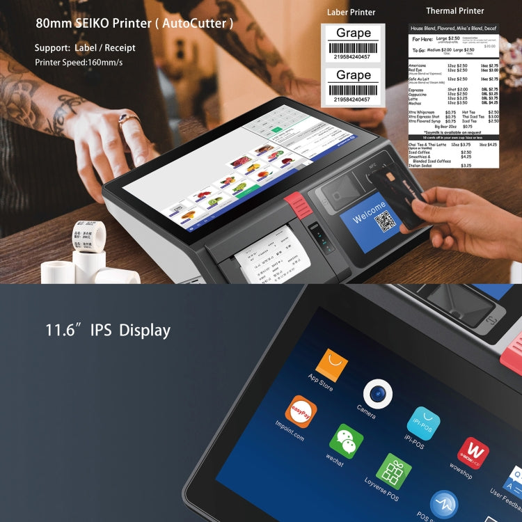 SGT-116 11.6 inch Capacitive Touch POS Terminal Cash Register, 2GB+32GB, RK3568 Quad Core Android 11(US Plug) - Printer by PMC Jewellery | Online Shopping South Africa | PMC Jewellery | Buy Now Pay Later Mobicred