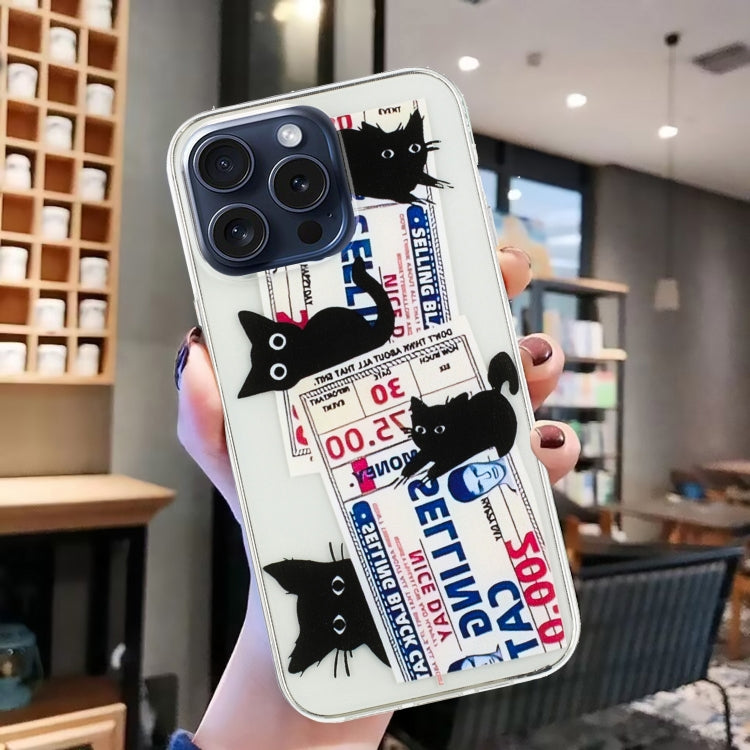 For iPhone 16 Pro Colorful Painting Pattern TPU Phone Case(Black Cat) - iPhone 16 Pro Cases by PMC TechLife | Online Shopping South Africa | PMC TechLife | Buy Now Pay Later Mobicred