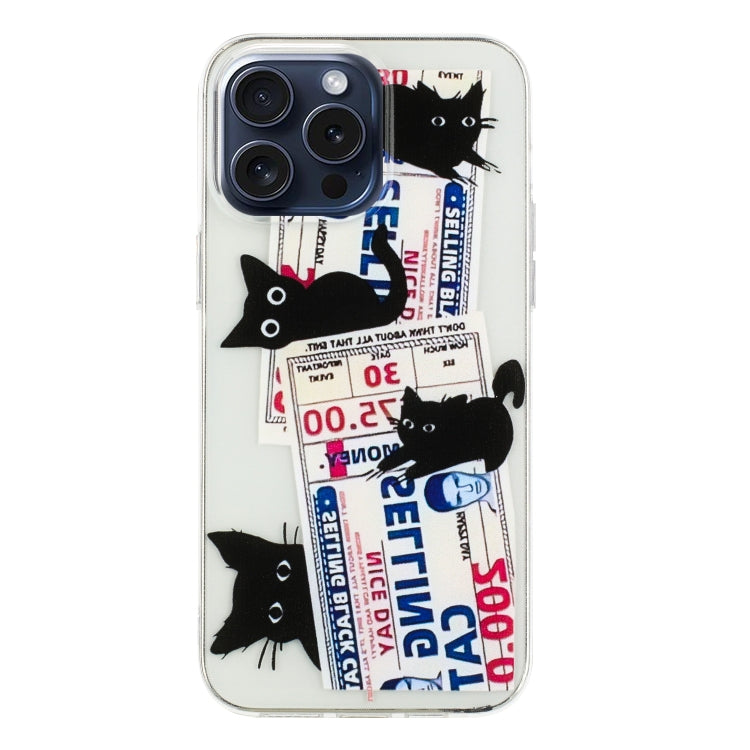 For iPhone 16 Pro Colorful Painting Pattern TPU Phone Case(Black Cat) - iPhone 16 Pro Cases by PMC TechLife | Online Shopping South Africa | PMC TechLife | Buy Now Pay Later Mobicred