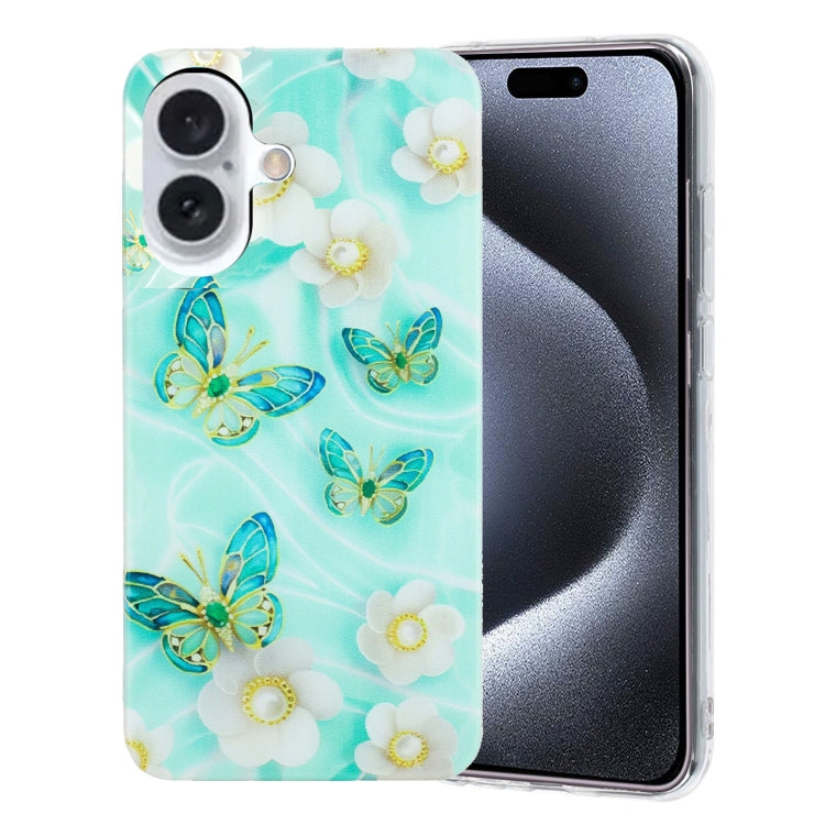 For iPhone 16 Colorful Painting Pattern TPU Phone Case(Butterflies) - iPhone 16 Cases by PMC TechLife | Online Shopping South Africa | PMC TechLife | Buy Now Pay Later Mobicred