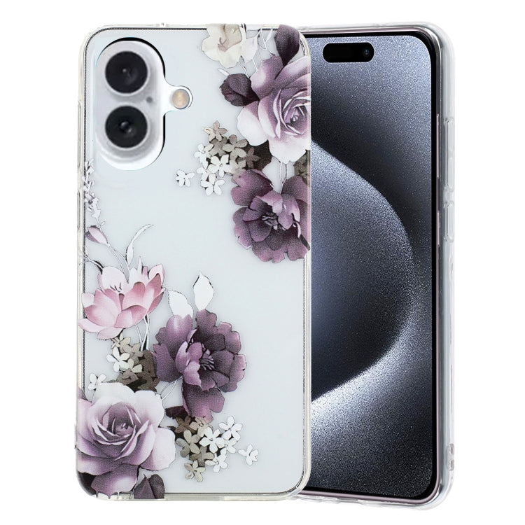 For iPhone 16 Colorful Painting Pattern TPU Phone Case(Peony) - iPhone 16 Cases by PMC TechLife | Online Shopping South Africa | PMC TechLife | Buy Now Pay Later Mobicred