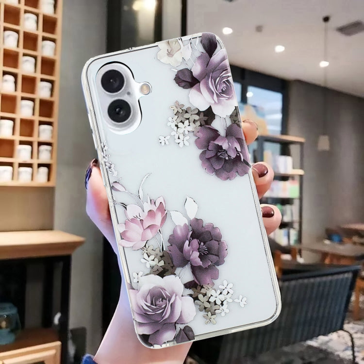 For iPhone 16 Colorful Painting Pattern TPU Phone Case(Peony) - iPhone 16 Cases by PMC TechLife | Online Shopping South Africa | PMC TechLife | Buy Now Pay Later Mobicred