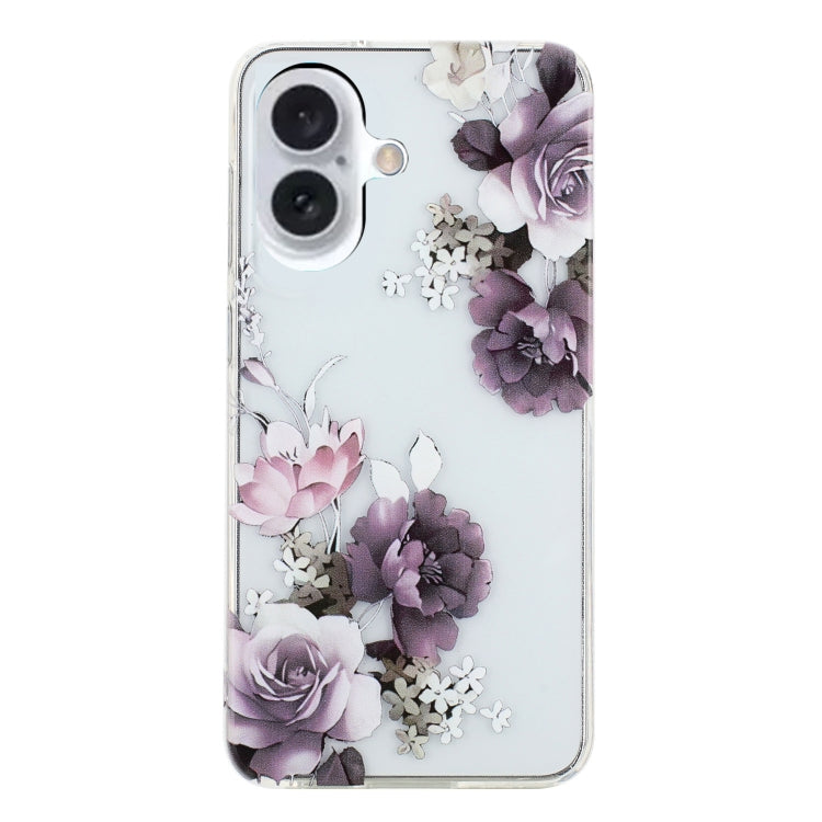 For iPhone 16 Colorful Painting Pattern TPU Phone Case(Peony) - iPhone 16 Cases by PMC TechLife | Online Shopping South Africa | PMC TechLife | Buy Now Pay Later Mobicred