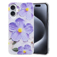 For iPhone 16 Colorful Painting Pattern TPU Phone Case(Purple Flowers) - iPhone 16 Cases by PMC TechLife | Online Shopping South Africa | PMC TechLife | Buy Now Pay Later Mobicred