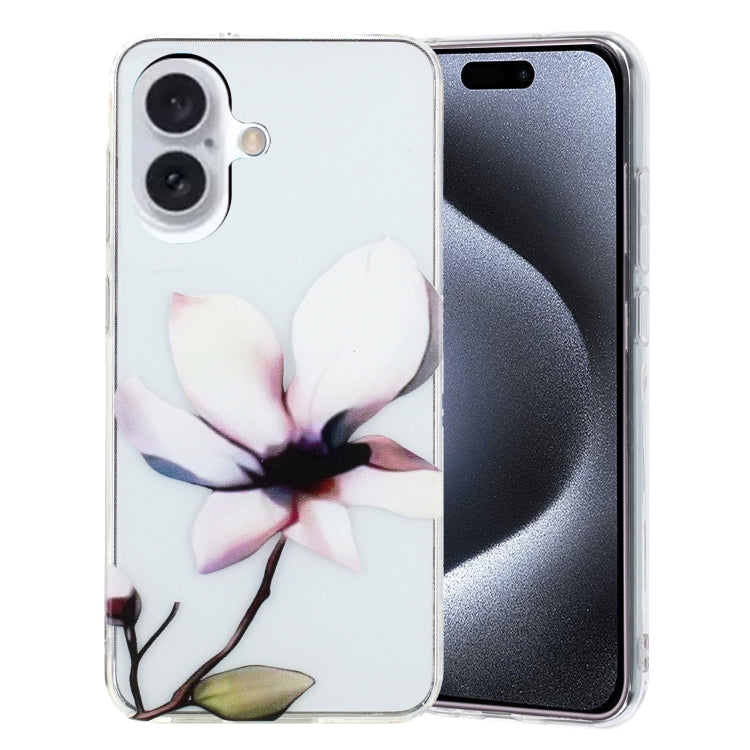 For iPhone 16 Colorful Painting Pattern TPU Phone Case(White Flowers) - iPhone 16 Cases by PMC TechLife | Online Shopping South Africa | PMC TechLife | Buy Now Pay Later Mobicred