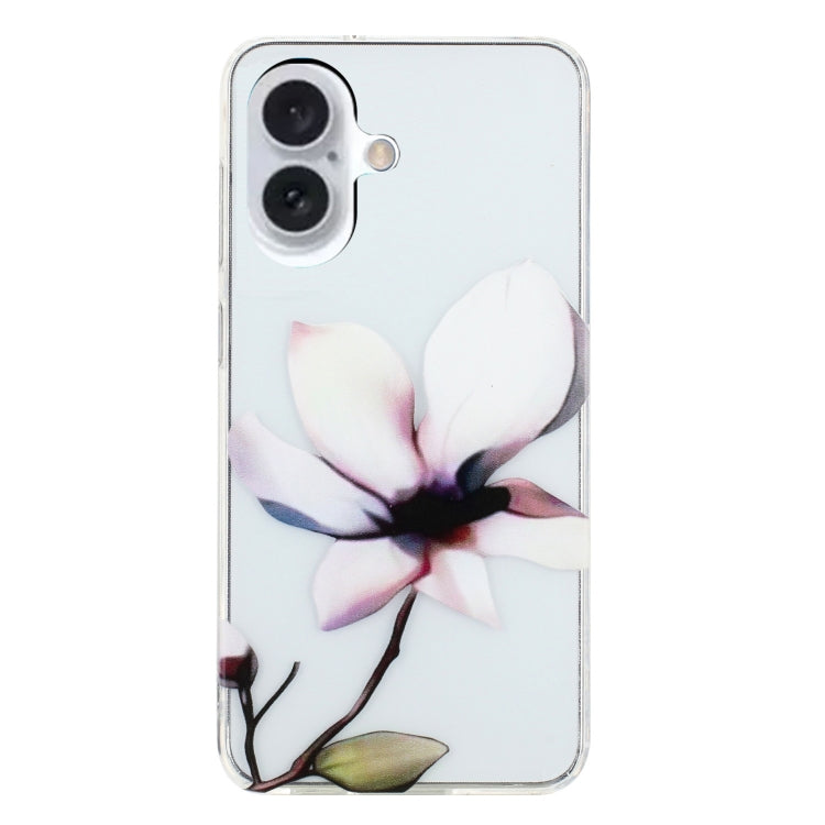 For iPhone 16 Colorful Painting Pattern TPU Phone Case(White Flowers) - iPhone 16 Cases by PMC TechLife | Online Shopping South Africa | PMC TechLife | Buy Now Pay Later Mobicred