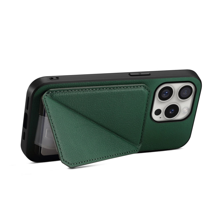 For iPhone 16 Pro D04 Calf Texture Dual Card Slot Holder Phone Case(Green) - iPhone 16 Pro Cases by PMC TechLife | Online Shopping South Africa | PMC TechLife | Buy Now Pay Later Mobicred