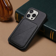 For iPhone 16 Pro Max D04 Calf Texture Dual Card Slot Holder Phone Case(Black)