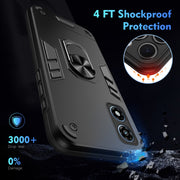 For Motorola Moto G Play 2024 Shockproof Metal Ring Holder Phone Case(Black)