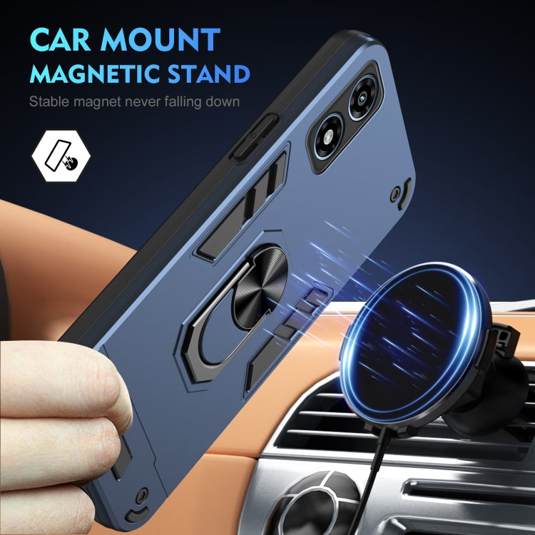 For Motorola Moto G Play 2024 Shockproof Metal Ring Holder Phone Case(Blue) - Motorola Cases by PMC Jewellery | Online Shopping South Africa | PMC Jewellery | Buy Now Pay Later Mobicred