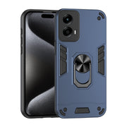 For Motorola Moto G Stylus 5G 2024 Shockproof Metal Ring Holder Phone Case(Blue)