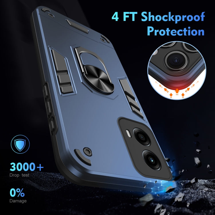 For Motorola Moto G Stylus 5G 2024 Shockproof Metal Ring Holder Phone Case(Blue)