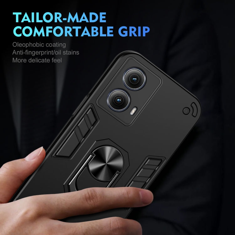 For Motorola Edge 2024 Shockproof Metal Ring Holder Phone Case(Black) - Motorola Cases by PMC Jewellery | Online Shopping South Africa | PMC Jewellery | Buy Now Pay Later Mobicred