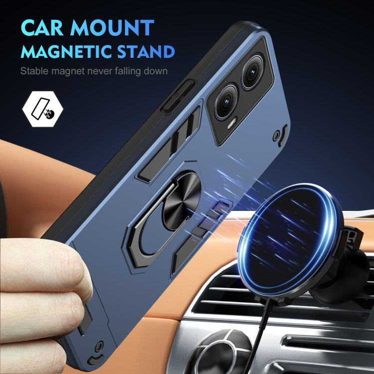 For Motorola Edge 2024 Shockproof Metal Ring Holder Phone Case(Blue) - Motorola Cases by PMC Jewellery | Online Shopping South Africa | PMC Jewellery | Buy Now Pay Later Mobicred