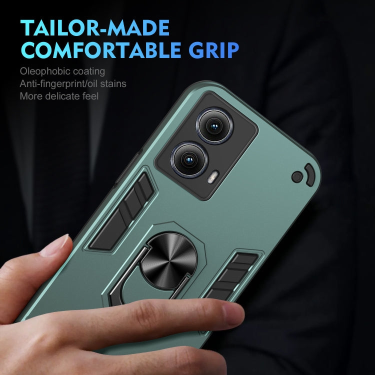 For Motorola Edge 2024 Shockproof Metal Ring Holder Phone Case(Green) - Motorola Cases by PMC Jewellery | Online Shopping South Africa | PMC Jewellery | Buy Now Pay Later Mobicred