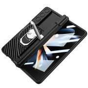 For Samsung Galaxy Z Fold4 GKK Integrated Magnetic Armor Full Coverage Phone Case(Litchi Texture)