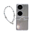 For Huawei Pocket 2 Skin Feel PC Feather Gauze Glitter Paper Camellia Phone Case with Bracelet(Transparent) - Huawei Cases by PMC TechLife | Online Shopping South Africa | PMC TechLife | Buy Now Pay Later Mobicred