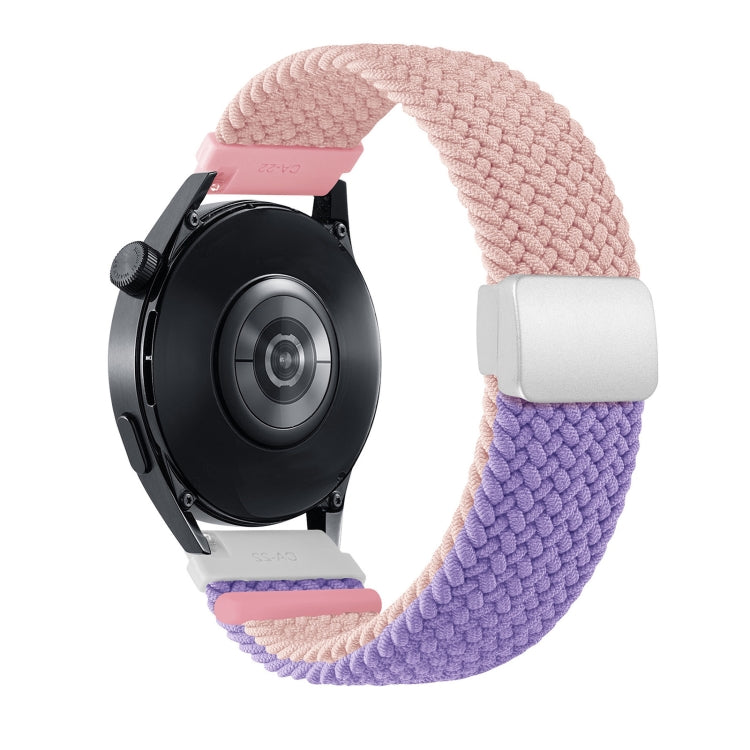20mm Two-color Magnetic Braided Nylon Watch Band(Pink Purple) - 20mm Bands by PMC TechLife | Online Shopping South Africa | PMC TechLife