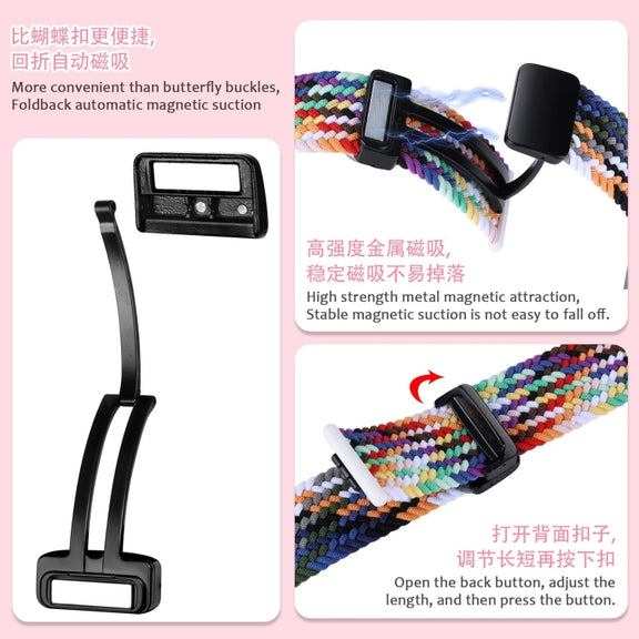 20mm Two-color Magnetic Braided Nylon Watch Band(Blueberry Black Chocolate)