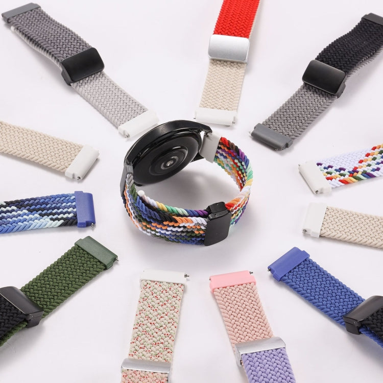 20mm Two-color Magnetic Braided Nylon Watch Band(Starlight Colorful Pink)
