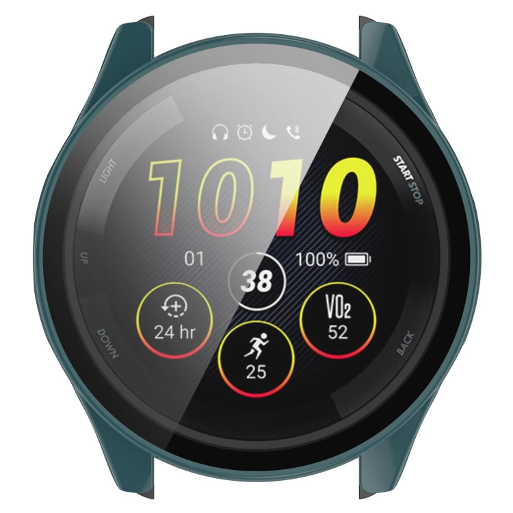 For Garmin Forerunner 165 / 165 Music PC + Tempered Film Integrated Watch Protective Case(Pine Green) - Watch Cases by PMC TechLife | Online Shopping South Africa | PMC TechLife