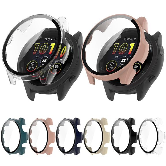 For Garmin Forerunner 165 / 165 Music PC + Tempered Film Integrated Watch Protective Case(Transparent)