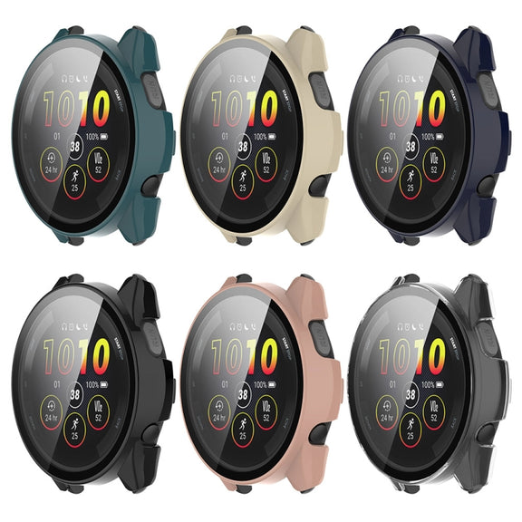For Garmin Forerunner 165 / 165 Music PC + Tempered Film Integrated Watch Protective Case(Ivory White)