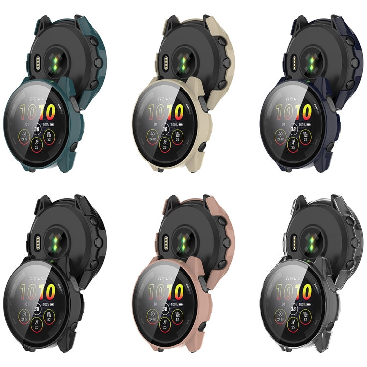 For Garmin Forerunner 165 / 165 Music PC + Tempered Film Integrated Watch Protective Case(Ivory White) - Watch Cases by PMC TechLife | Online Shopping South Africa | PMC TechLife
