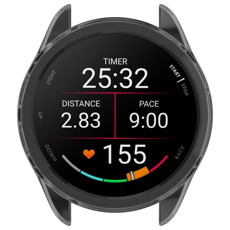 For Garmin Forerunner 165 / 165 Music Half Pack Hollow TPU Watch Protective Case(Transparent Black) - Watch Cases by PMC TechLife | Online Shopping South Africa | PMC TechLife