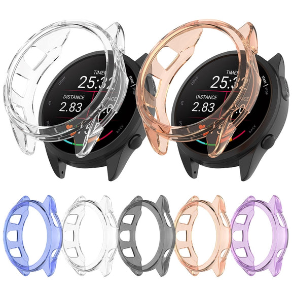 For Garmin Forerunner 165 / 165 Music Half Pack Hollow TPU Watch Protective Case(Transparent Pink)