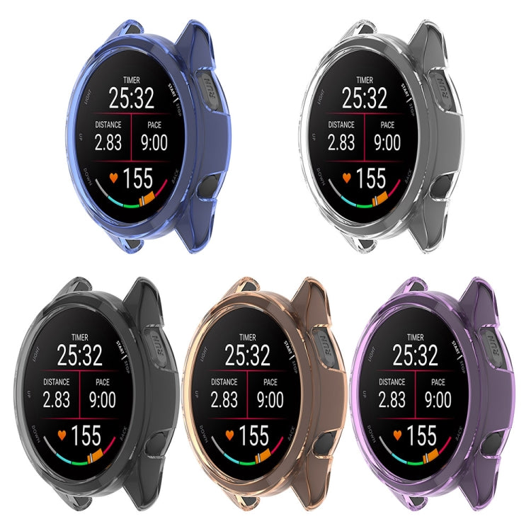For Garmin Forerunner 165 / 165 Music Half Pack Hollow TPU Watch Protective Case(Transparent Purple)
