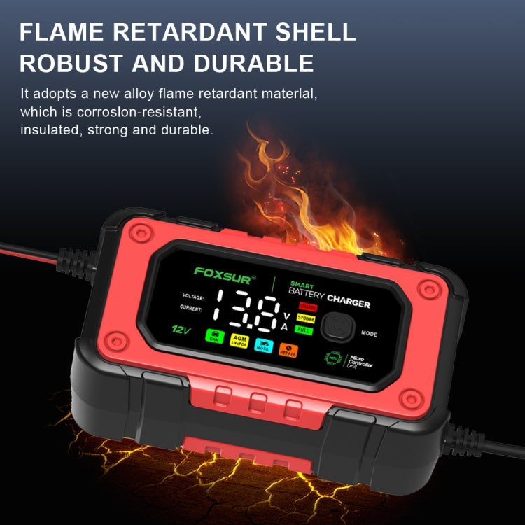 FOXSUR 7A 12V Car / Motorcycle Smart Battery Charger, Plug Type:UK Plug(Red) - free shipping - PMC TechLife - Order now!
