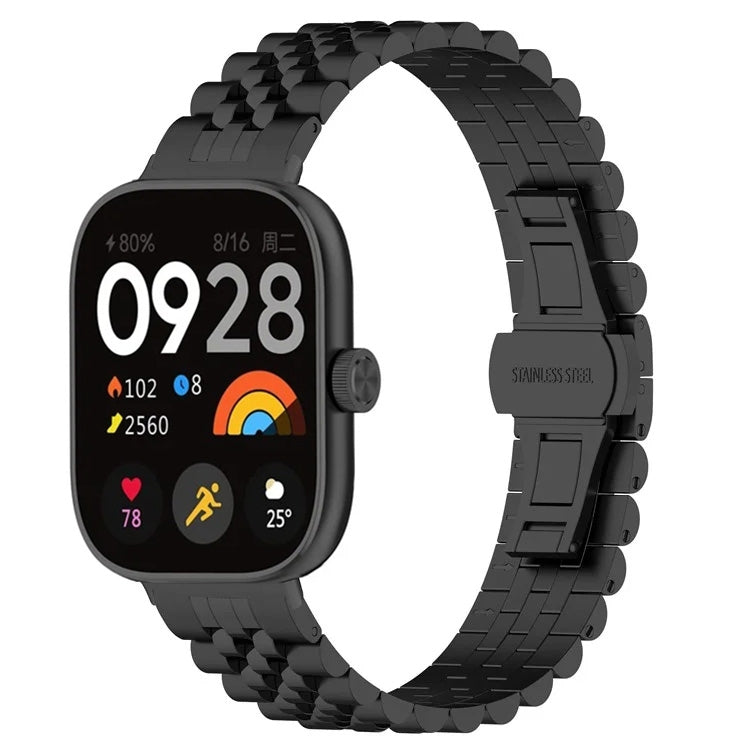 For Xiaomi Mi Band 8 Pro Five-bead Butterfly Buckle Metal Watch Band(Black) - Watch Bands by PMC TechLife | Online Shopping South Africa | PMC TechLife