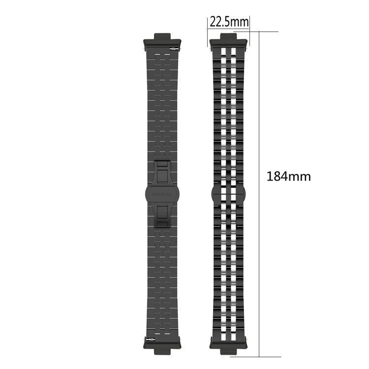 For  Xiaomi Redmi Watch 4 Five-bead Butterfly Buckle Metal Watch Band(Silver Black B) - Watch Bands by PMC TechLife | Online Shopping South Africa | PMC TechLife