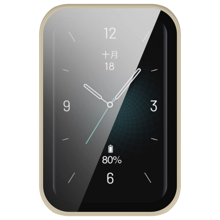 For Honor Band 9 PC + Tempered Film Integrated Watch Protective Case(Ivory White) - Watch Cases by PMC TechLife | Online Shopping South Africa | PMC TechLife