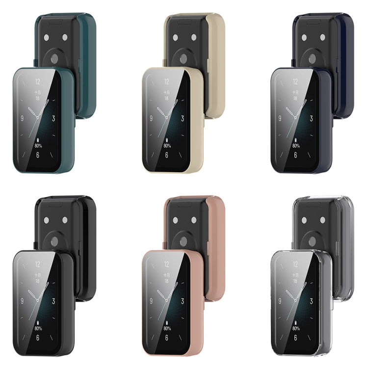 For Honor Band 9 PC + Tempered Film Integrated Watch Protective Case(Ivory White) - Watch Cases by PMC TechLife | Online Shopping South Africa | PMC TechLife