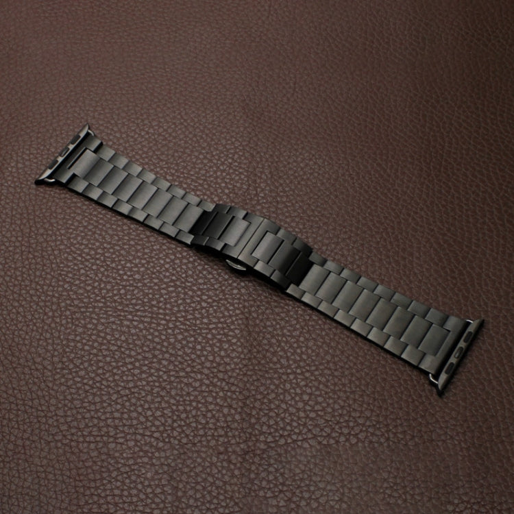 For Apple Watch Ultra 2 49mm Three-bead Butterfly Buckle Metal Watch Band(Black)