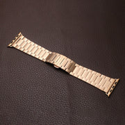 For Apple Watch SE 40mm Three-bead Butterfly Buckle Metal Watch Band(Rose Gold)