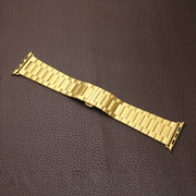 For Apple Watch Series 3 38mm Three-bead Butterfly Buckle Metal Watch Band(Gold)