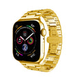 For Apple Watch 42mm Three-bead Butterfly Buckle Metal Watch Band(Gold) - Watch Bands by PMC TechLife | Online Shopping South Africa | PMC TechLife